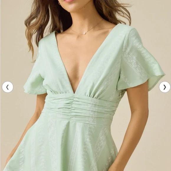 Altar'd State Mint Green V-Neck Midi Dress - Picture 2 of 4
